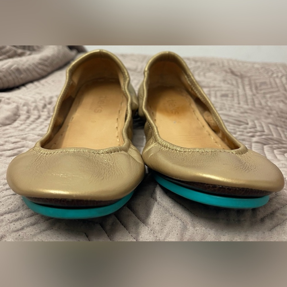 Tieks metallic gold flats